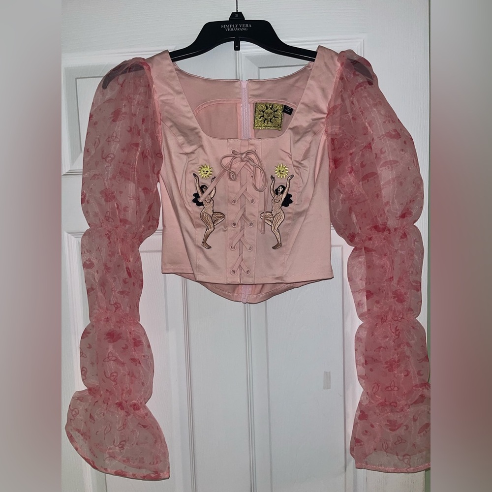 Lazy Oaf x Laura Callaghan *Stunning* Corset Top with Transparent Sleeves